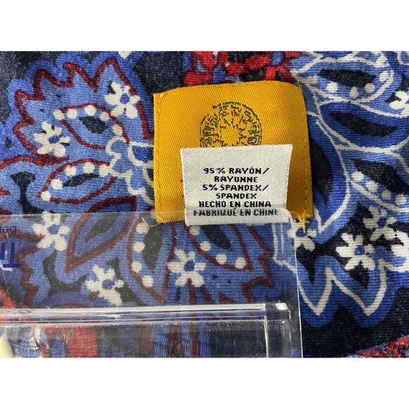 Ruby Rd Shirt Womens Large Blue Red Paisley Beaded Scoop Neck Short Sleeve Top - Picture 7 of 7